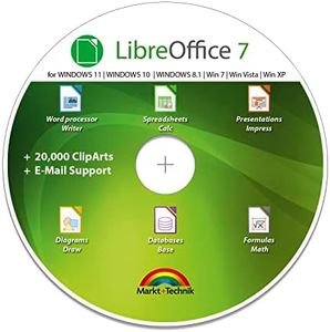 LibreOffice Suite 2024 Home and Student for - PC Software Professional Plus - compatible with Word, Excel and PowerPoint for Windows 11 10 8 7 Vista XP 32 64-Bit PC