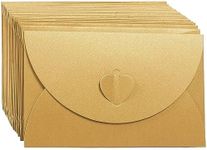 Juvale 24 Pack Golden Craft Photo Gift Envelopes with Heart Clasps, with White Paper Postcard Inside, 6.8 x 4.3 Inches