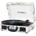 Victrola Journey Portable Record Player – Suitcase 5.0 Bluetooth turntable with 3-Speeds, Built-in Stereo Speakers, 3.5mm Aux-in Jack, Map Print (VSC-550BT)