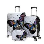 World Traveler Butterfly Luggage, Butterfly, 3-Piece Set, Butterfly Luggage