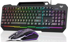 AULA Gaming Keyboard, T102 104 Keys Gaming Keyboard and Mouse Combo with RGB Backlit, All-Metal Panel, Anti-Ghosting, PC Gaming Keyboard and Mouse, USB Wired Keyboard Mouse for MAC Xbox PC Gamers
