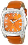 PP Peugeot Women's Crystal Bezel Boyfriend Size Watch, Easy to Read Dial with Colorful Leather Strap