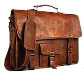 ANUENT Brown Leather Messenger Bags for Men Handmade Leather Laptop Satchel Vintage Office Briefcase Fits 17-Inch Computer