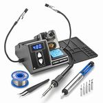 X-Tronic Model 3050-PRO-X Digital LED Soldering Iron Station with 2 Convenient Helping Hands, 1-30 Minute Sleep Function, C/F Programmable, Solder Roll Holder, Brass Tip Cleaner, Wet Sponge