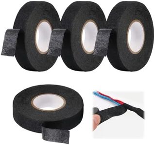 WHC 4 Piezas Cinta Aislante de Tela, Cinta Adhesiva Tela, Cinta Aislante Termica, Cinta Tela Adhesiva Cinta de Tejido Industrial para Coche Motocicleta Negro (19mm X 15m / 15mm X 15m)