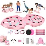 LALAHIGH Home Gym Equipment, Upgraded Push Up Board, 32 in 1 Home Workout Set with Foldable Push Up Bar, Resistance Bands, Core Sliders for Body Toning & Strength Training - Premium Pink Edition