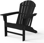 POLYDUN Adirondack Chair, HDPE Outdoor Weather Resistant Plastic Patio Chairs for Pool, Deck, Garden, Backyard, Fire Pit and Lawn Chairs (Black)