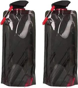 Foldable Flexible Water Bottle with Carabiner, 2Pcs Foldable Water Bottle Reusable Drinking Water Bags with Clips,Reusable Canteen Foldable Drinking Water Bags,Reusable Collapsible Plastic Water Bags