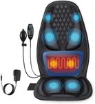 Back Massager with Heat, Massage Seat Cushion with 3D Lumbar Traction, 8 Vibrating Motors Massager Chair Pad for Full Body Pain Relief, and Home Use