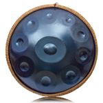 LOMUTY Steel Handpan D Minor Kurd 440Hz 10 Notes 22 Inch Steel Drum with Carry Bag, Stand, 2 Hand Mallets, Music Note Stickers, Wiping Cloth, Blue