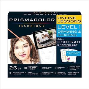 Prismacolor Technique, Portrait Drawing Set, Level 1, Art Supplies & Digital Art Lessons, 26 Count, Perfect for Beginner Artists and Professionals