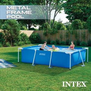 Intex Metal Frame Rectangular Pool 300x200x75cm – 3834L, Blue, Puncture-Resistant