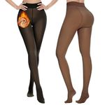 2 Pairs Fleece Lined Tights Women- Fake Translucent Warm Thermal Winter Thick Tights Pantyhose Leggings