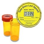 TimerCap Automatically Displays Time Since Last Opened - Built-in Stopwatch Smart Pill Bottle Cap Medication Reminder Case (Qty 2-1.8 oz Amber Bottles) EZ-Twist