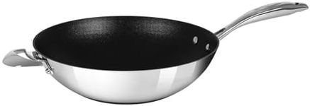 Scanpan HaptIQ 12 1/2 inch Stainless Steel-Aluminum Nonstick Wok – Compatible with All Cooktops, Induction Ready, Metal Utensil Safe, Oven Safe to 500°F, Dishwasher Safe