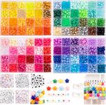 3250pcs Pony Beads Set Kandi Beads 2400pcs Rainbow Beads in 96 Colors 800pcs Letter and Heart Beads with 20 Meter Elastic Threads Hair Beads for Bracelet Jewelry Necklace Making Kit Bulk (3250)