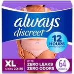 Always Discreet, Incontinence & Postpartum Underwear For Women, Maximum Protection, X-Large, 64 Total Count (2 Packs of 32 Count)