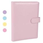 A5 PU Leather Ring Binder, Refillable 6 Round Ring Binder Cover, Business Notebook Binder Notepad and Meeting Notebook, Travel Writing Notebook Diary Binder Cover (Pink)