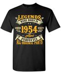 70th Birthday Shirt for Men, Legends were Born in 1954, Vintage 1954 70 Years Old Tee T Shirt, #1 Black, Small