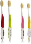 MOUTHWATCHERS Manual Toothbrushes - Clean Teeth for Family - 4 Count (2 Adult, 2 Children) - Floss Bristle Silver - Invented by Doctor Plotka's