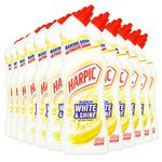 Harpic White & Shine Toilet Bleach Gel, Citrus, Pack 12 x 750 ml, Kills 99.9% of Bacteria, Toilet Cleaner