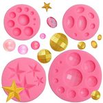 Muylin Gems Pearl Silicone Fondant Molds, 4 Packs Star Sphere Chocolate Decoration Molds for Cake Decor, Cupcake Circle Toppers, Pentagram Candy Clay Molds Tools for Birthday Wedding Party