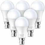 Eastiya Light Bulbs Bayonet 150W Equivalent, Daylight 6000K, 1500LM Strong Bright B22 LED Bulb, 15W Energy Saving Lightbulbs for Bathroom, Home Office, Outdoor, Non-dimmable, Pack of 6