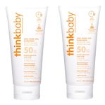 Thinkbaby SPF 50 plus Baby Mineral Sunscreen – Safe, Natural Sunblock for Babies - Water Resistant Sun Cream – Broad Spectrum Sun Protection – Vegan Baby Sunscreen Lotion, 6 Oz. Pack of 2