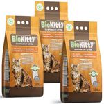 BioKitty Clumping Cat Litter, dust free low tracking, highly absorbent natural mineral bentonite cat litter, unscented long lasting odour control clumping cat litter, 3x8.5kg/30L 3 bag (Unscented)