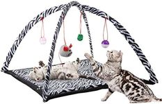 PETMAKER Cat Activity Center- Interactive Play Area Station for Cats, Kittens with Fleece Mat, Hanging Toys, Foldable Design for Exercise, Napping by