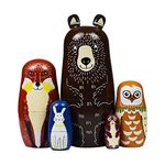 Nesting Dolls Russian Matryoshka Wood Stacking Nested Dog Set for Kids Handmade Toys for Children Kids Christmas Birthday Decoration Halloween Wishing Gift