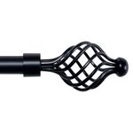 Deco Essential Adjustable Curtain Rod | Heavy Duty Iron Rod with Swirl Finials & Brackets | Extendable Wall Mounted Rod with Thicker Wall Tube, Black Matt, 36"-66" (Pack of 1)