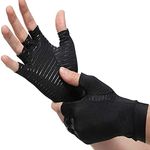 MOMISY Arthritis Gloves Copper-Infused Fingerless Compression Gloves to Speed Up Recovery & Relieve Symptoms of Arthritis RSI Tendonitis & More for Men & Women - 1 Pair, Black, Medium