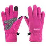 Arcweg Thermal Gloves Polar Fleece Kids for Boys Girls Touch Screen Lightweight Winter Anti-slip Warm Childrens Gloves Outdoor Insulated (XL-XXL 9-10 years old, Rose Red)