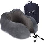 Travel pillow, Best Memory Foam Neck Pillow Head Support Soft Pillow for Sleeping Rest, Airplane Car & Home Use (Grey)