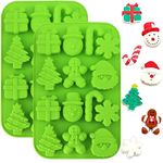 Christmas Silicone Mould, 2PCS Christmas Tree Snowman Santa Snow Shapes Cake Moulds Soap Candy Chocolate Muffin Jelly Trays Baking Molds for Christmas Xmas New Year Cake Decoration