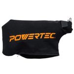 POWERTEC Miter Saw Dust Collector Bag for 7-1/4", 8-1/2", 10" Miter Saw.Fits Nominal 1-3/4" Dust Ports, Hook & Loop Dust Bag w/Zipper, Wired Adjustable Stand for Tank Belt Sander & Diagonal Saw(75076)