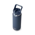YETI Rambler 26 oz Bottle, Vacuum Insulated, Stainless Steel with Color Matching Straw Cap, Navy