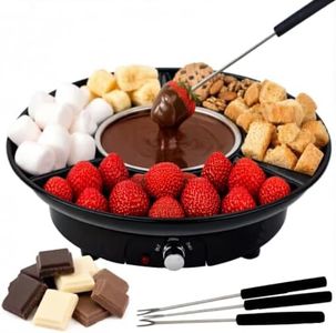 Electric Chocolate Fondue Set with 4 Forks & Temperature Control - Chocolate Fountain Detachable Serving Tray, Perfect for Family Movie Nights & Romantic Date Nights Idea.