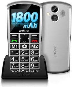 artfone A400 4G Big Button Mobile Phone for Elderly丨USB-C, Charging Dock丨1800mAh Battery丨Easy to Use丨2MP Camera丨2.4‘’ Display丨SIM Free Unlocked Senior Mobile Phone丨SOS Button丨Dual-Nano SIM - Silver