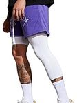 Smatstyle Men's Tights Sport Compression Pants for Men 3/4 Leggings Sport One Leg Basketball Trousers Quick Dry Base Layer Training Pants, White-leftl, XL