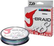 Daiwa Jbraid 8 Braid 300 Braided Fishing Line - Multicoloured - Size: 0.180 mm