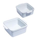 Souper Cubes Stoneware - 5" Square Baking Dish - Ceramic Baking Pan Set - Kitchen Essentials and Bakeware - Set of 2 - White