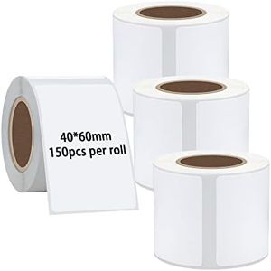 Hybsk Portable Printer Label Paper Multi-Purpose Tear Resistant Direct Thermal Labels Self-Adhesive Stickers Compatible with P50 B21 Phomemo M200, M110, M120 Label Maker, (40x60mm, 4 Rolls)