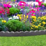 Flexi Curve Scalloped Garden Edging Rubber Landscape Scallop Lawn Border Edging Section 120cm (4ft), Grey, Pack of 1