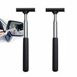 Car Side Mirror Squeegee,2 PCS Portable Car Rearview Mirror Wiper Telescopic Auto Mirror Squeegee Cleaner 98cm Long Handle Mini Squeegee for Car Glass Windows (Black)