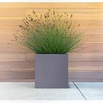 JP PLANTERS 24 Inch Square Fiberglass Planter - Large Cube Flower Pot Container for Home Garden, Patio, Lawn, Terrace - Indoor Outdoor FRP Planters - Grey (24" L x 24" W x 24" H)