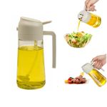 Vnvnvnv 2 in 1 Oil Dispenser pour oil and Spritzer, Kitchen Cooking Olive Oil Spray Bottle, 16.5 oz/470 ml Glass Oil Sprayer Food-grade Oil Mister, Air Fryer, Grilling