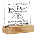 Auntie Gift Aunt Gifts From Niece, the Love Between an Aunt & Niece Knows No Distance Desk Decor Aunt Acrylic Desk Plaque Sign With Wood Stand Home Desk Sign Keepsake Present