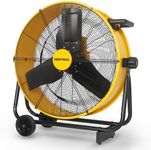 VENTISOL 24 Inch Super Quiet Variable Speed High Velocity Floor Drum Fan,with 12ft. Power Cord,7800CFM DC Motor, Industrial Metal Shop Fan with Adjustable Tilt&Wheels for Warehouse, Garage, Factory